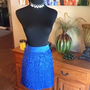 Lucy& Co. layered blue square/fringe cutout Skirt‎
